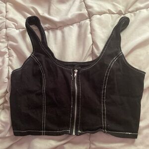 Black zip up crop top